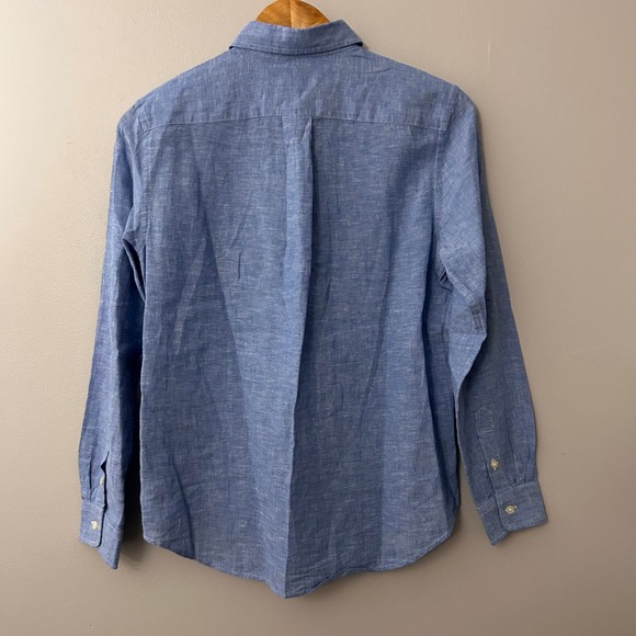 Ralph Lauren Kids L (14-16) Blue Chambray Linen Long Sleeve Button Down Shirt - Picture 3 of 7